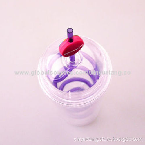 BPA-free Plastic Cup with Lid and Straw, Fashionable DesignNew